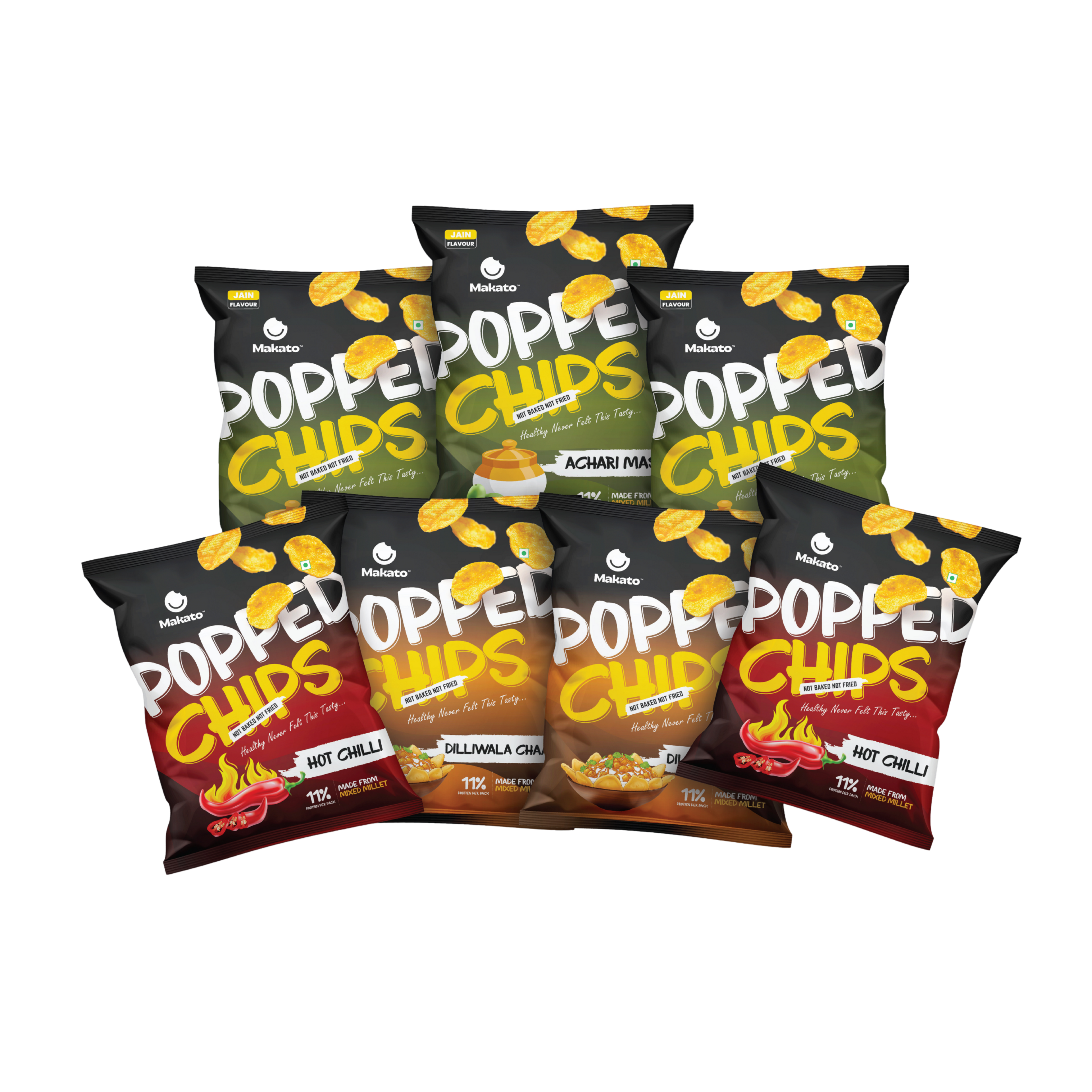 Makato Popped Chips Desi Masti Pack of 7 Combo