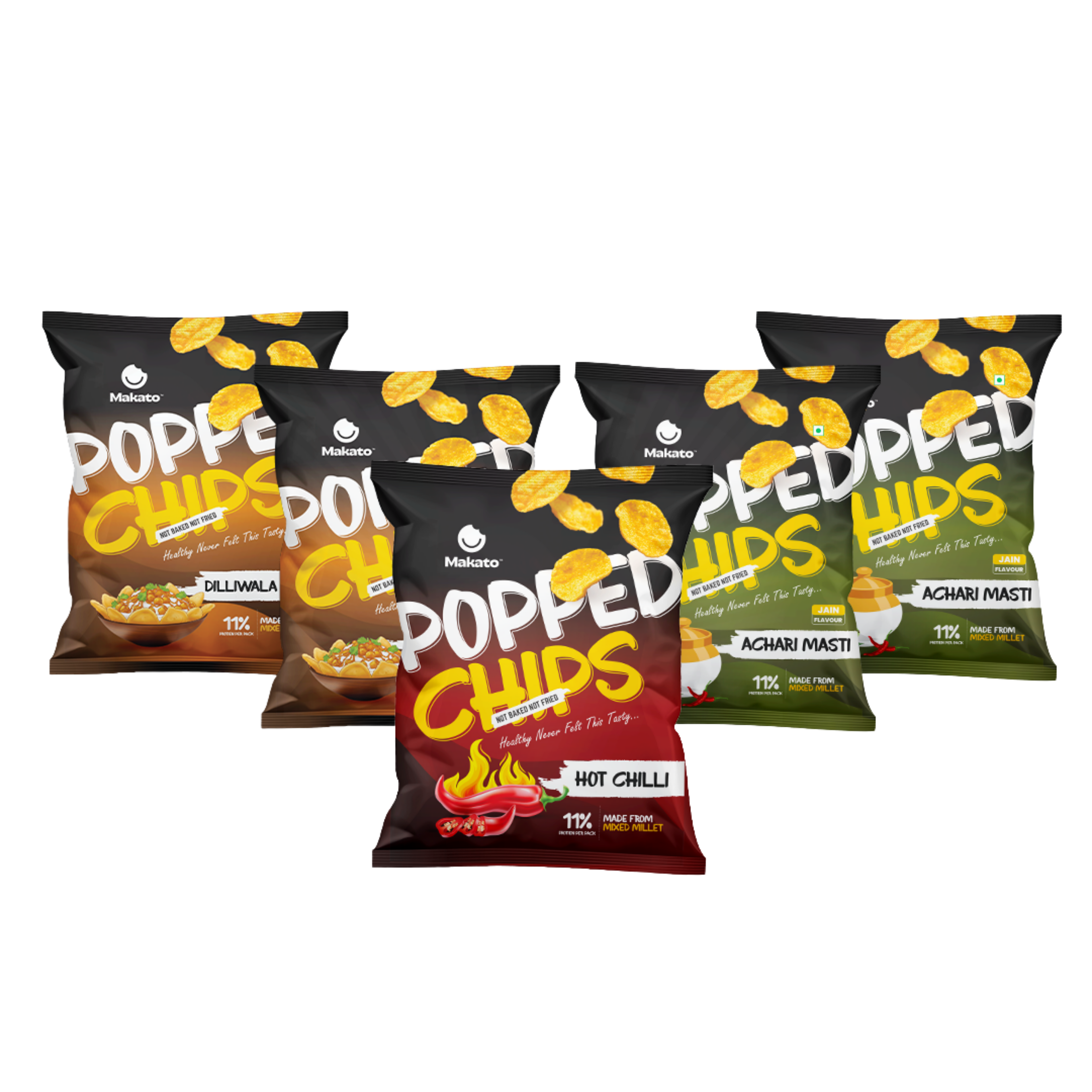 Makato Popped Chips Classic Flavour Mix Pack of 5 Combo