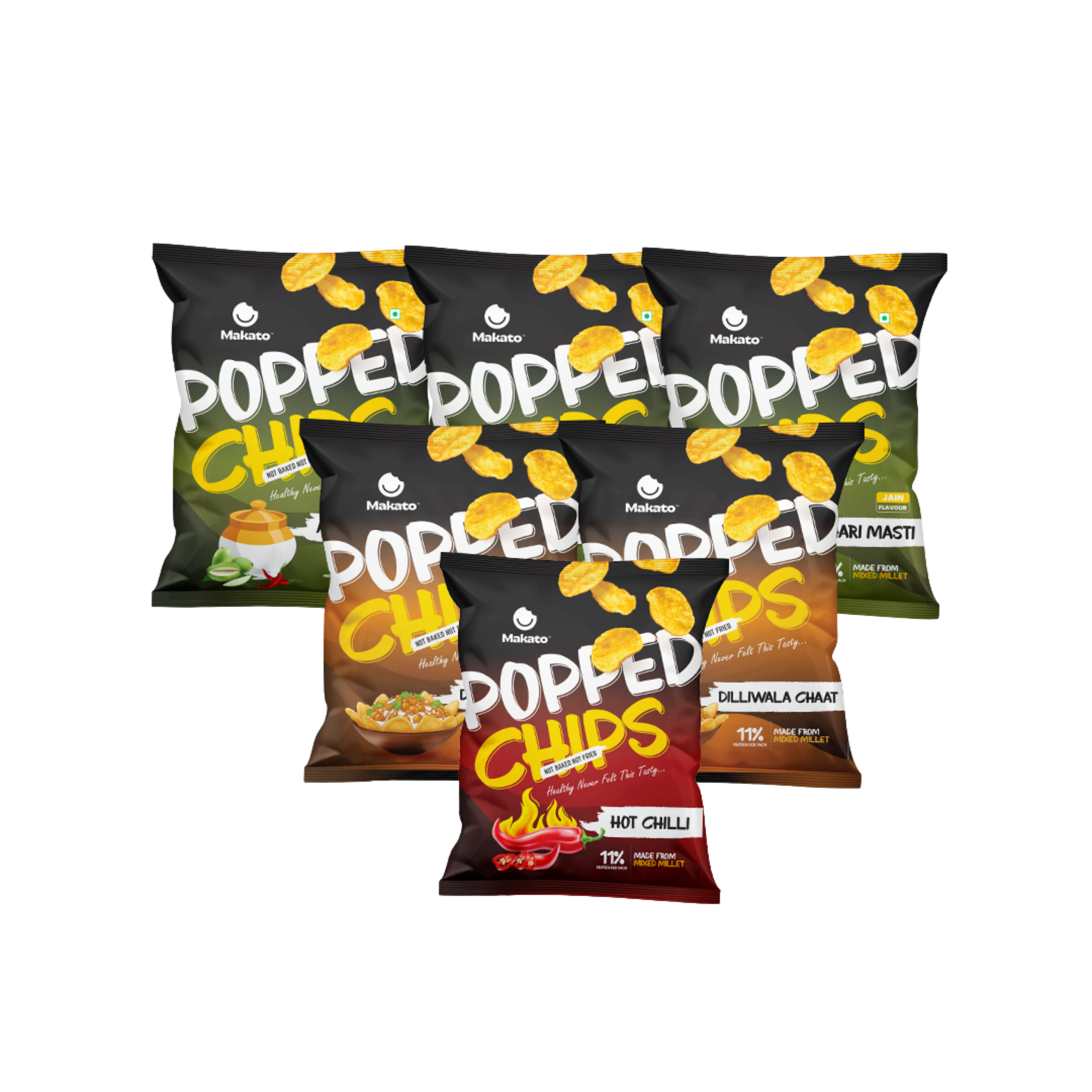 Makato Popped Chips Khatta Meetha Combo Pack of 5