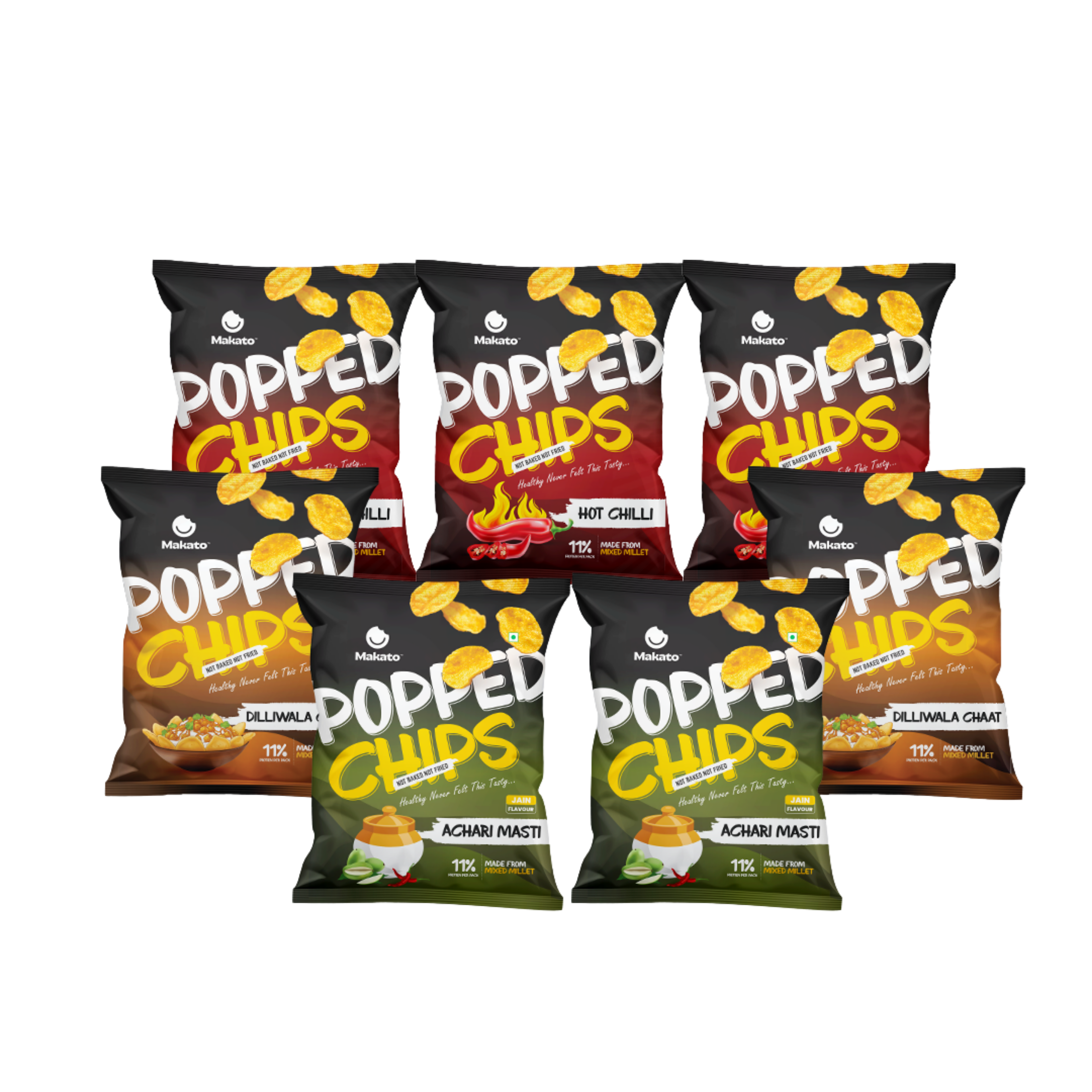Makato Popped Chips Ultimate Teekha Pack of 7 Combo